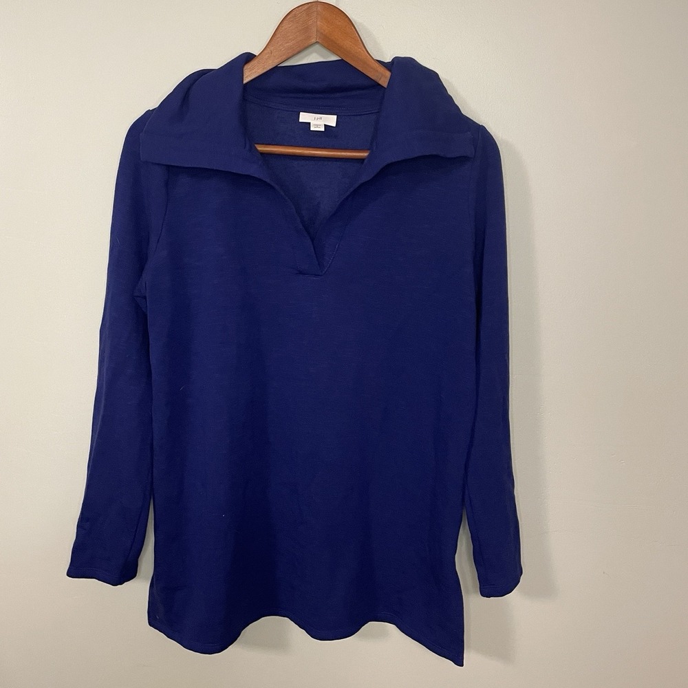 J Jill Women's Royal Blue Soft Knit Pullover Long Sleeve Cozy‎ Top Size Sp